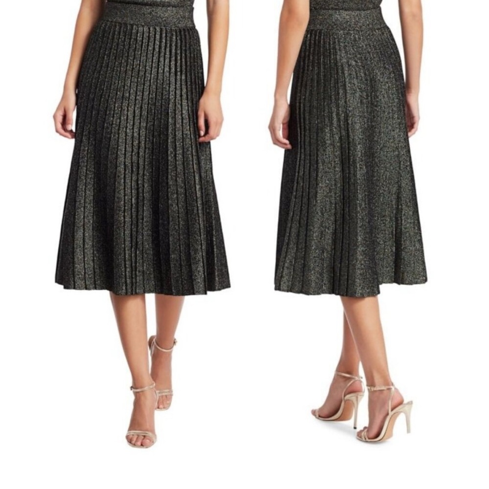 New!  Elie Tahari Metallic Black A-Line Skirt
